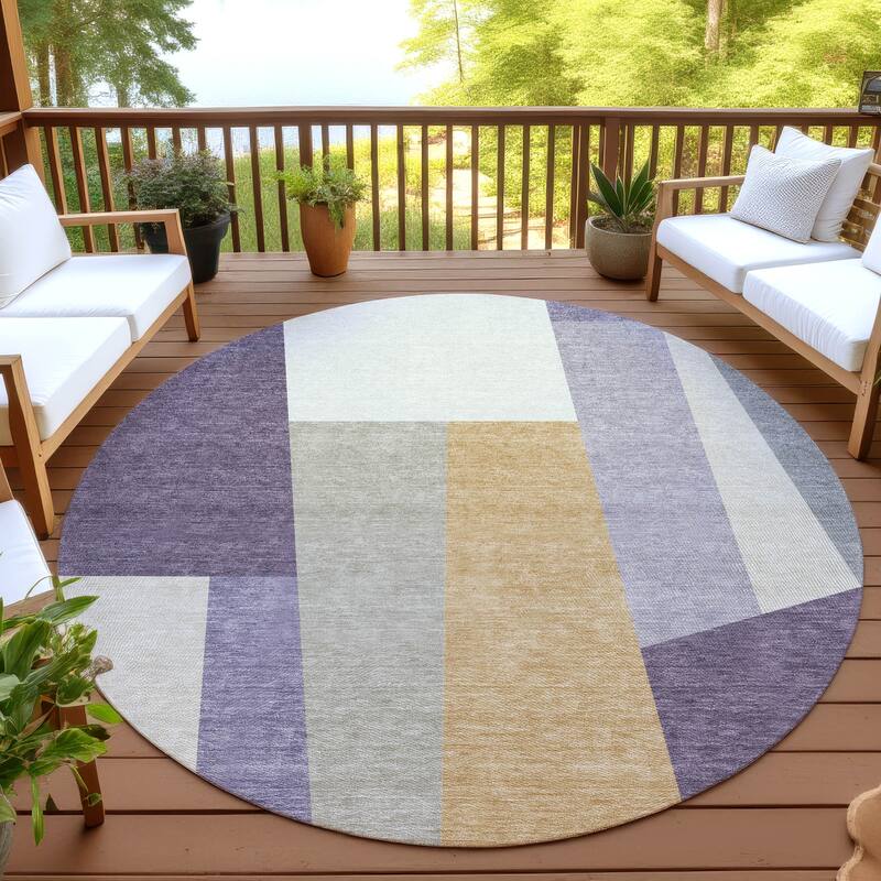 Machine Washable Indoor/ Outdoor Contemporary Jolie Chantille Rug - Plum - 8' x 8'