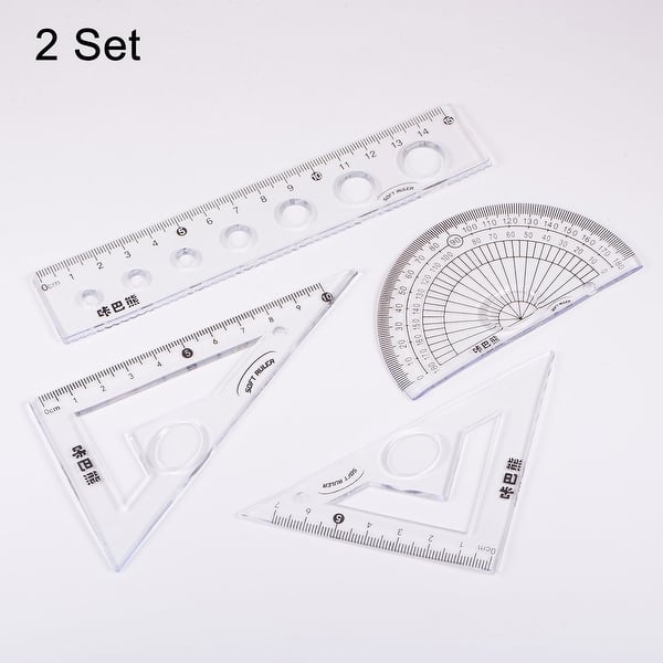 Math Ruler Set Soft Straight Ruler Protractor Triangle with Wavy Line ...