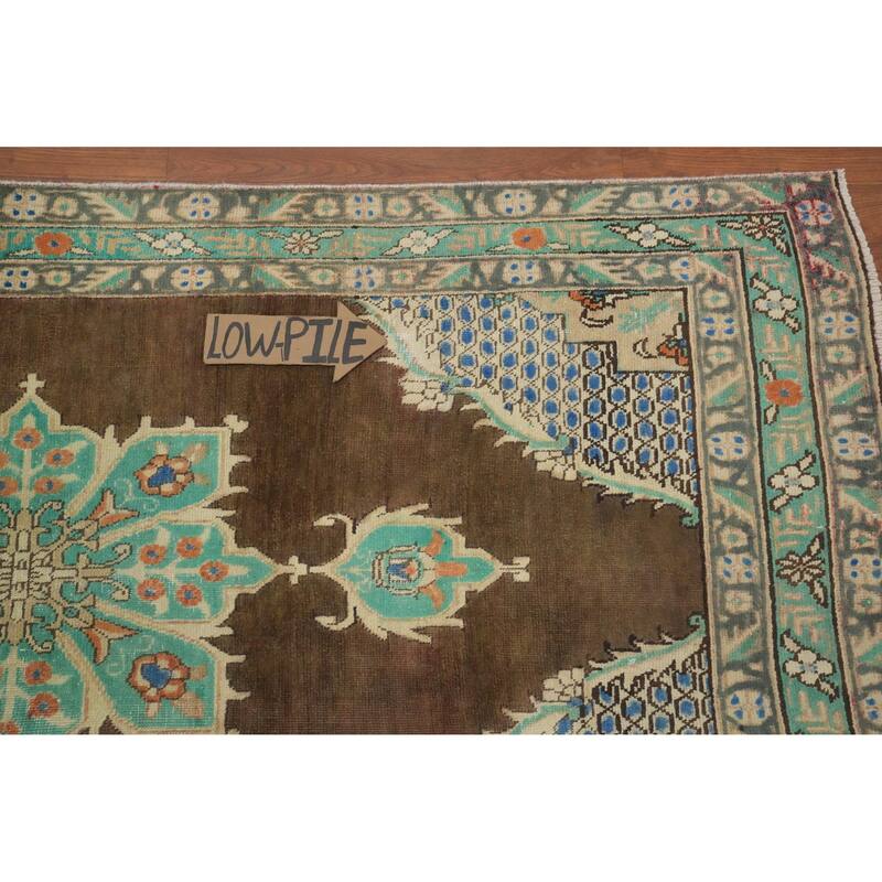 Hand Knotted Oriental 100% Wool Carpet Traditional Medallion Brown Tabriz Area Rug - 6' 2'' X 3' 4''