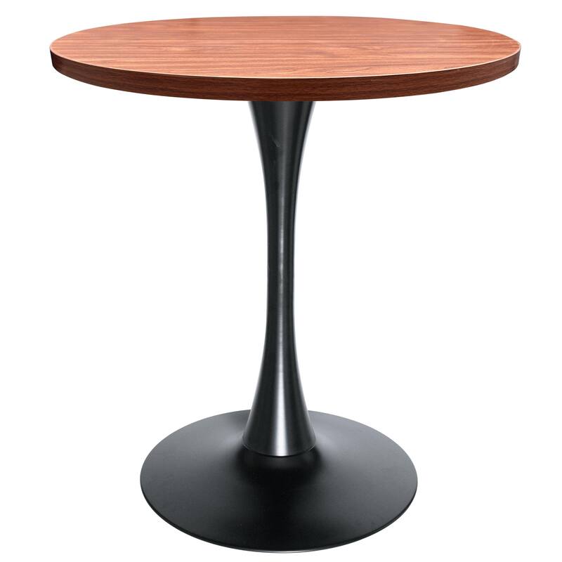 Bristol 27" Round Dining Table for 4, MDF Tabletop in Sleek Black Pedestal Base for Kitchen & Dining Room - 27.56"