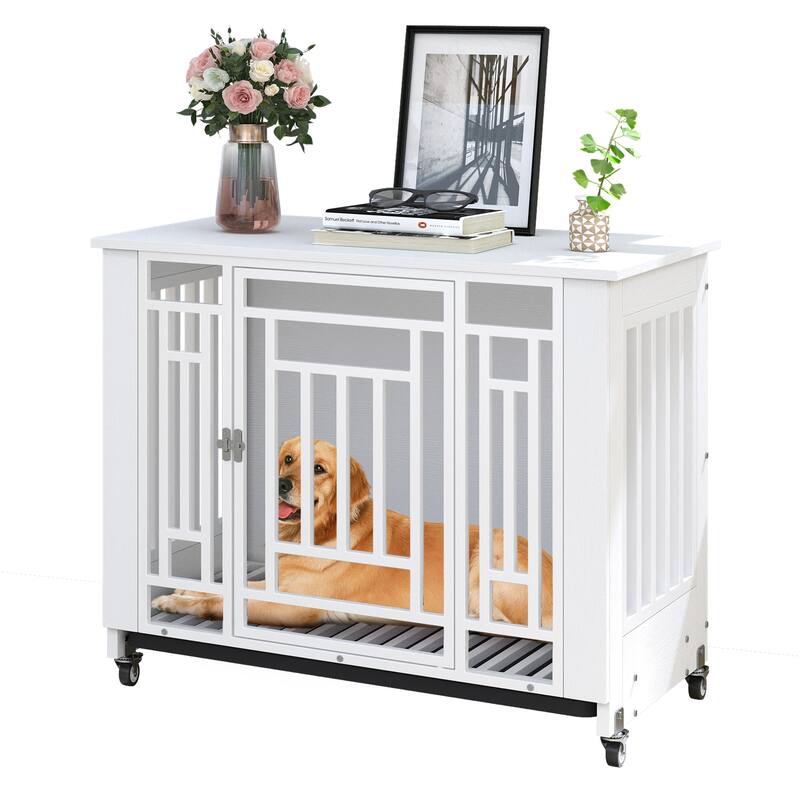Moasis Heavy Duty Dog Crate End Table Kennel Pet Crate with Removable Tray and Lockable Door