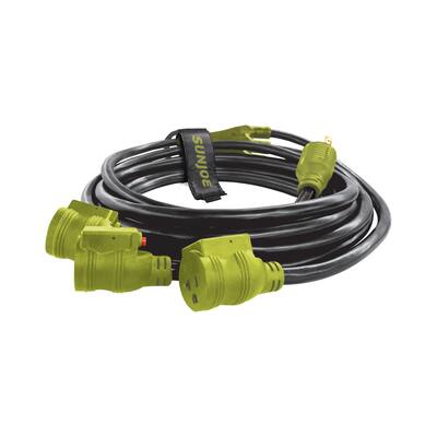 25ft H.D. Univ. Generator 10-Guage, 30-AMP, 3-Way Split Outlet Configuration - 14 inch