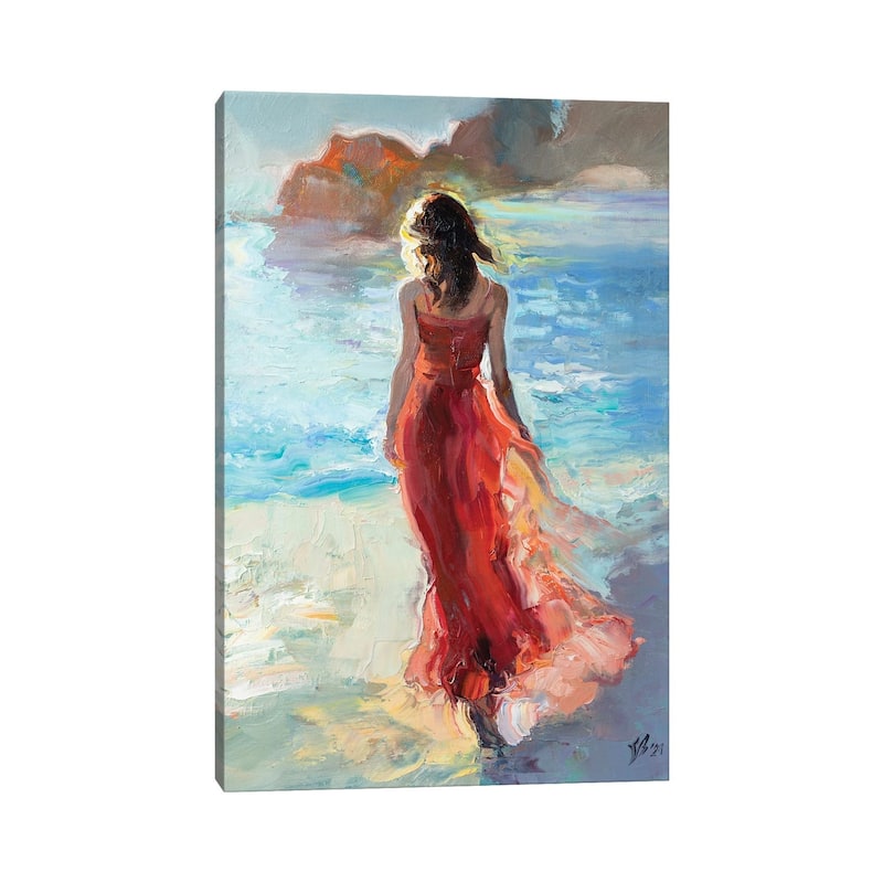 iCanvas "Girl In Red By The Sea" by Katharina Valeeva Canvas Print