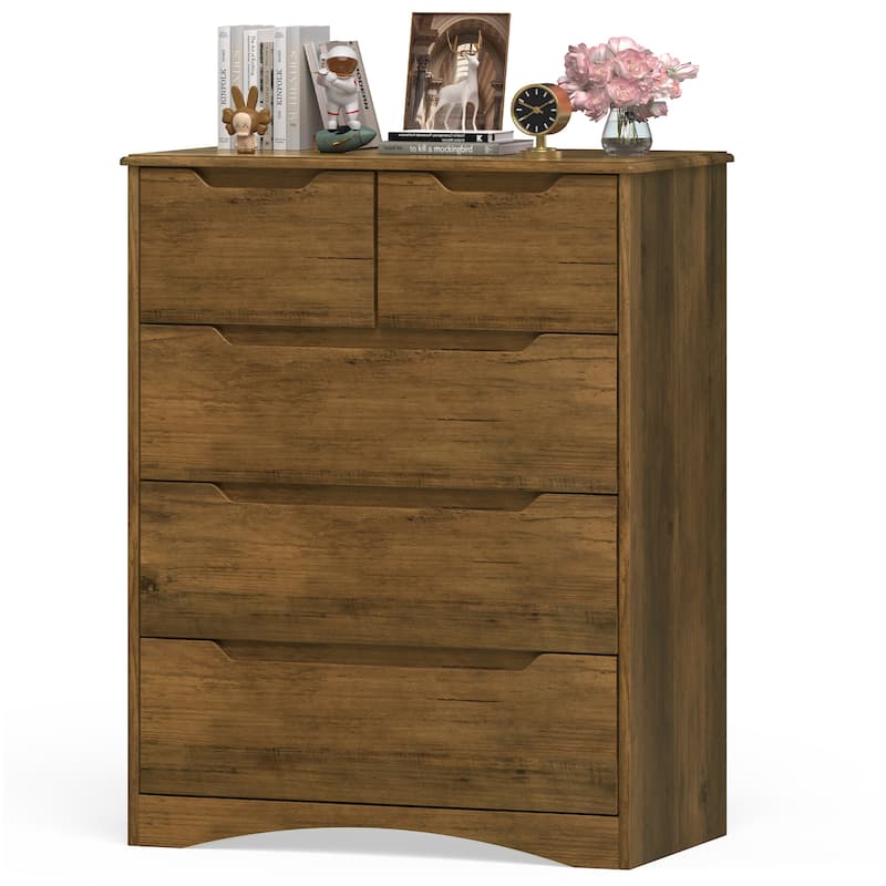 37 “ Tall Modern 5 Drawer Chest of Drawers Dresser Organizer, Vertical Clothes Storage Hanging Cabinet for Hallway, Bedroom