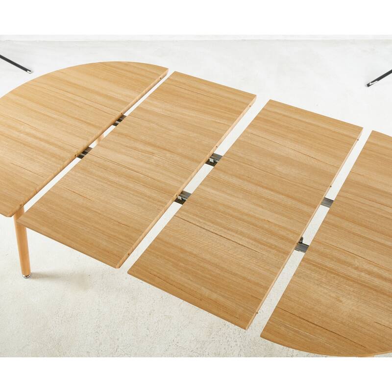 Extensible Oval Dining Table for 4-6 Person, Multi-functional Office Dining Table, Kitchen Table with MDF Top & Metal legs