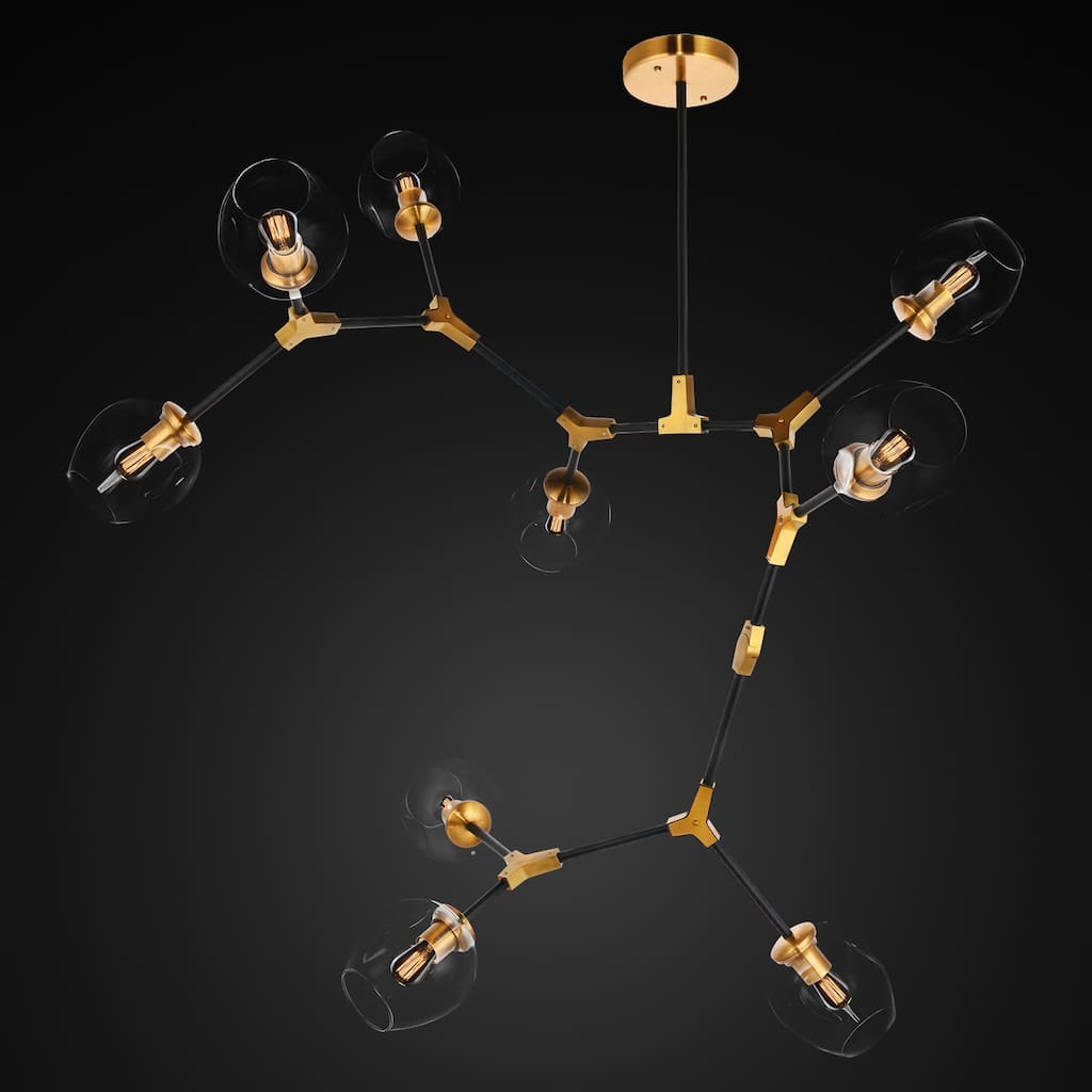 Globe Mobile Pendant 35" With 9 Lights And Brass And Black Finish - 35.00