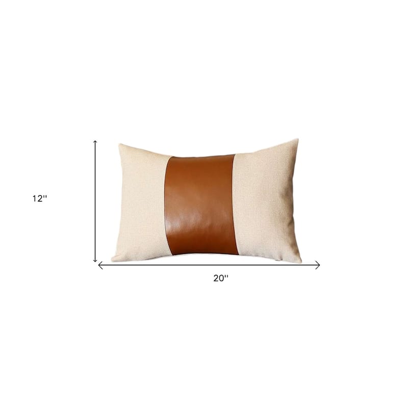 HomeRoots Set Of Two 20" X 12" Grey And Brown Polyester Geometric Zippered Pillow