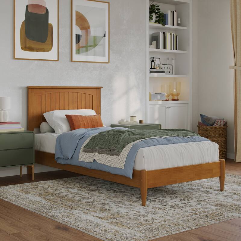 Naples Solid Wood Low Profile Platform Bed - Light Toffee - Twin XL