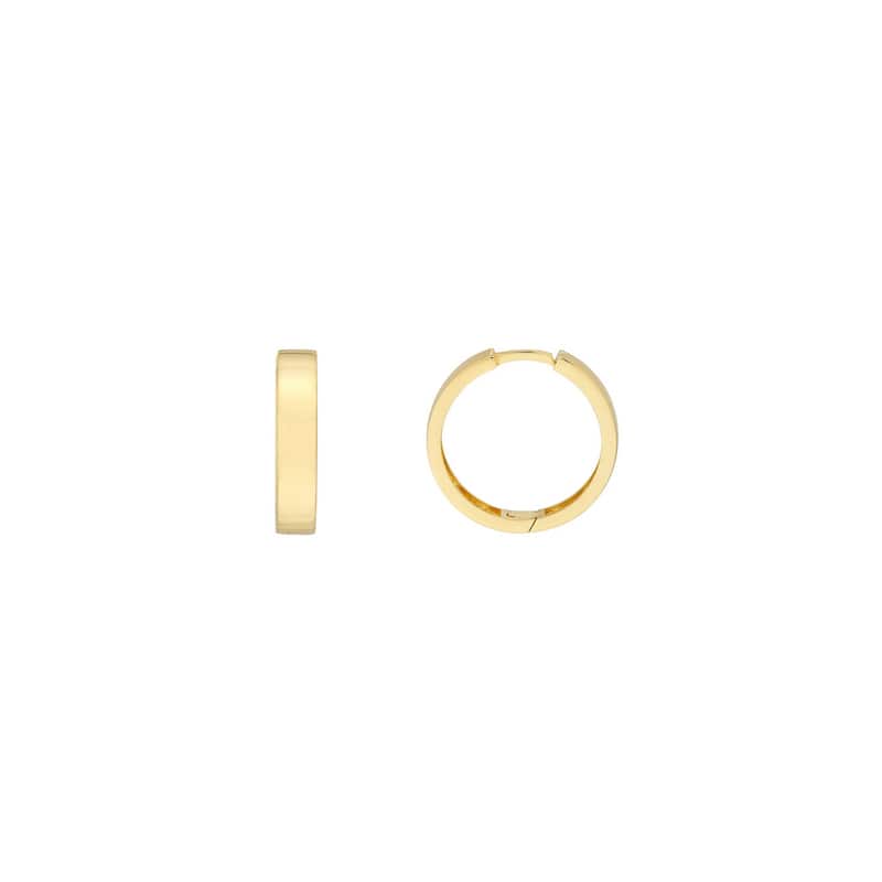 Curata 14k Yellow Gold 17.60x3.6mm Flat Round Hinged Hoop Earrings