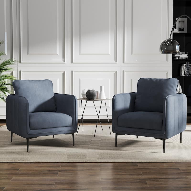 Nora Modern Velvet Accent Chair for Bedroom with Metal Legs