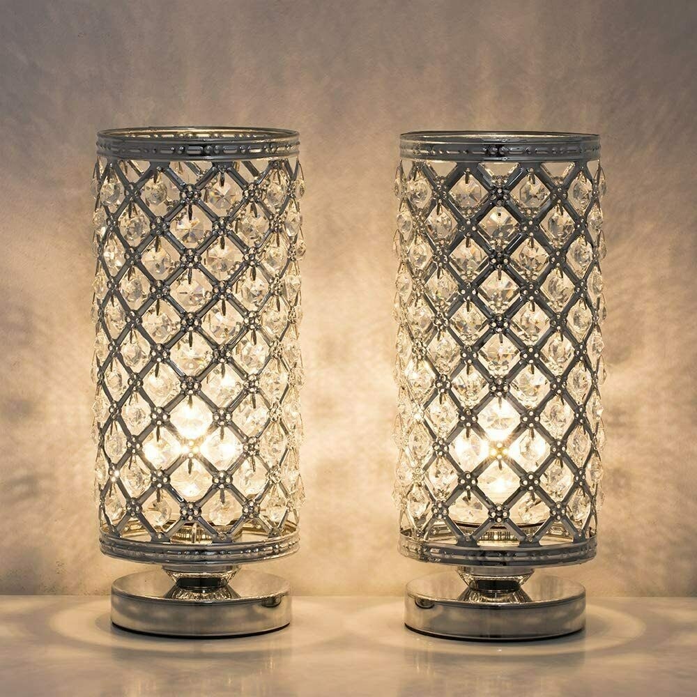 Crystal Table Lamps Set of 2 with Clear Crystal Lamp Shade Silver On Sale Bed Bath Beyond 35451870