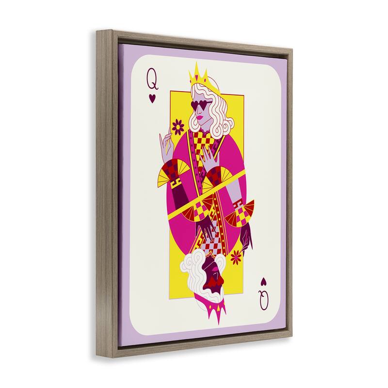 Stupell Trendy Queen Card Framed Floater Canvas Wall Art Design By Grace Popp