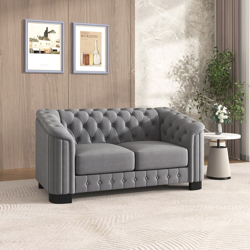 Velvet Upholstered Loveseat Sofa