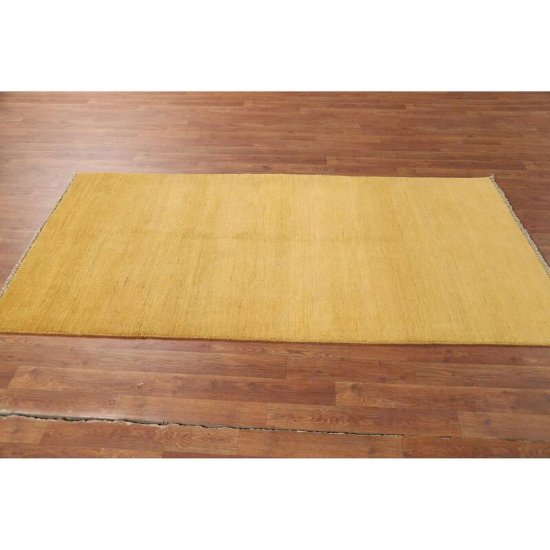 Yellow Gabbeh Oriental Runner Rug Hand-Knotted Wool Carpet - 3'4"x 6'8"
