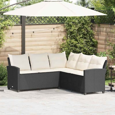 vidaXL Couch Sofa Black, Cream White - 72.4 x 72.4 x 31.5