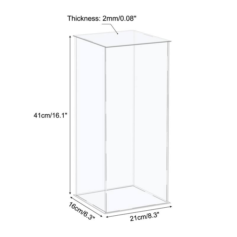 Acrylic Display Case Plastic Cube Storage Box Clear Assemble Showcase - 8.3x6.3x16.1 Inch