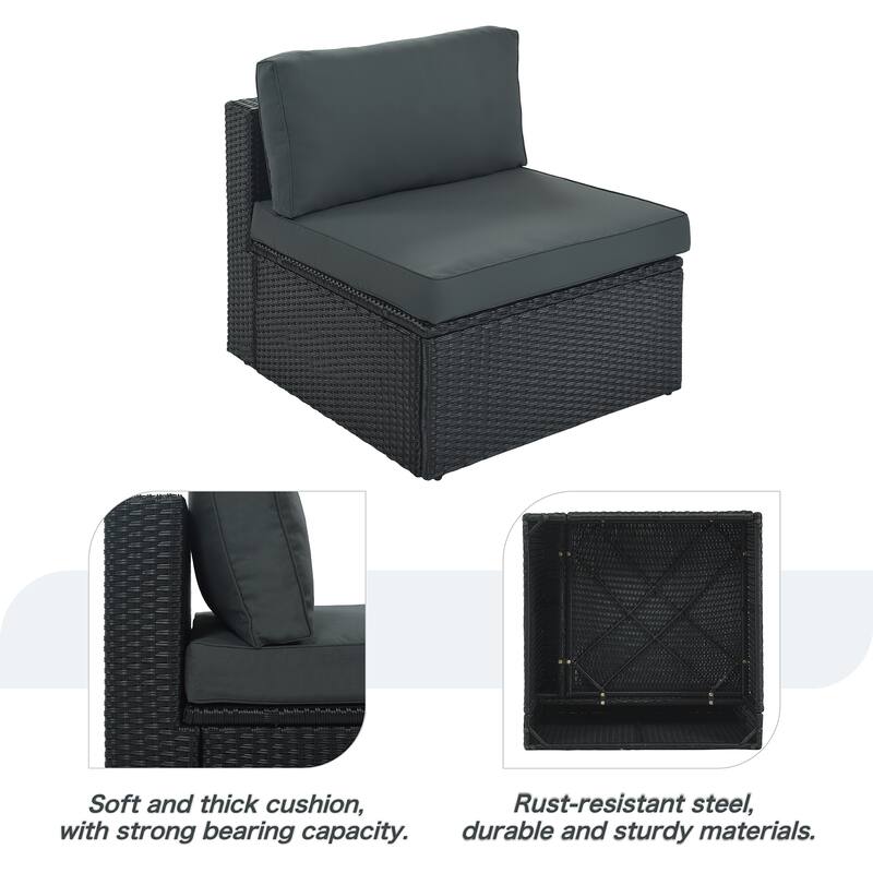 PE Wicker Outdoor Conversation Modular Sofa Set