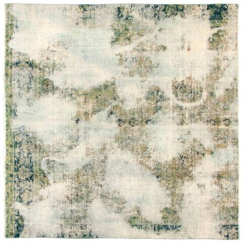 Hand-knotted Color Transition Khaki Wool Rug - 8'6" x 8'6" Square
