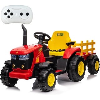 12V Electric Ride-On Tractor for Kids, Dual 35W Motors, Remote Control ...