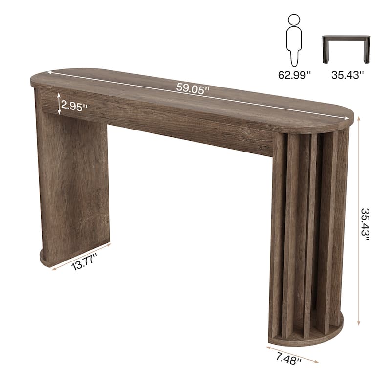 59 Inches Bar Table, Farmhouse Counter Height Table with Geometric Frame