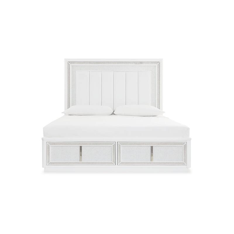 Signature Design by Ashley Chalanna White California King Upholstered Platform Storage Bed