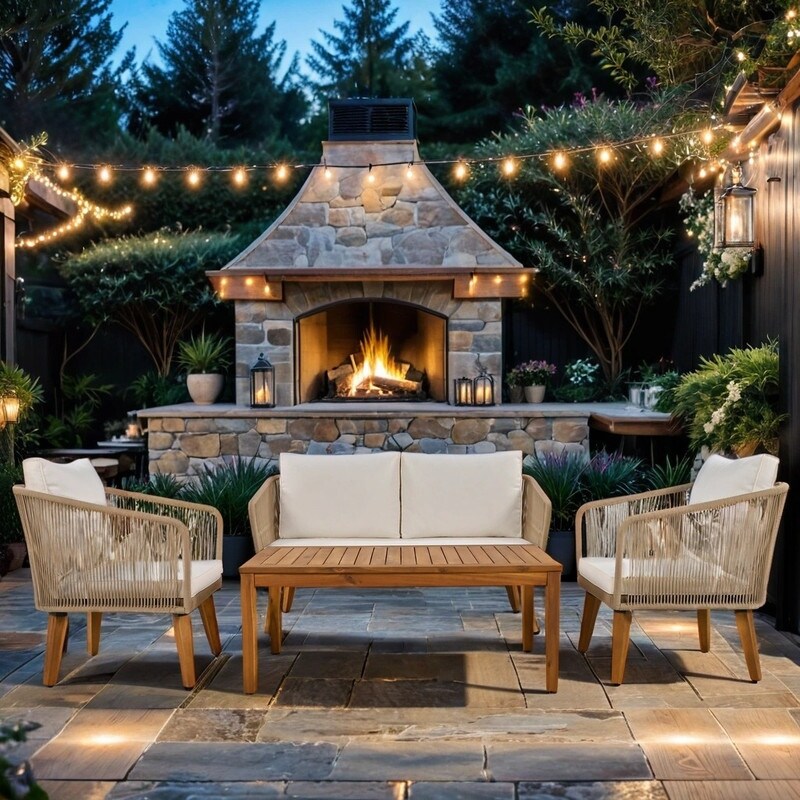 Bridges Beach Outdoor Love/Chairs/Table Set (Set of 4) main image 1