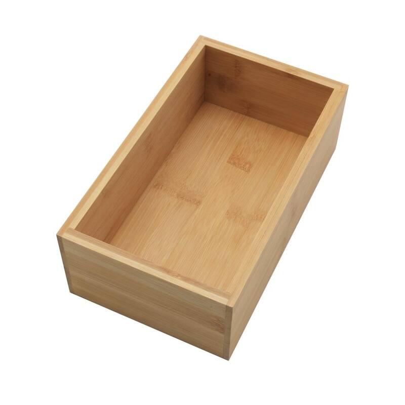 Bamboo Storage Boxes without Handle, Organization Storage for Kitchen and Office - 9.5" L x 5.5" W x 3" H