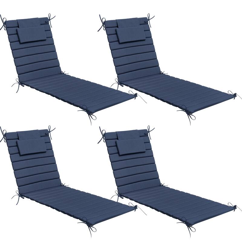 Outdoor Chaise Lounge Cushion Quilted Patio Sun Lounger Pad with Straps