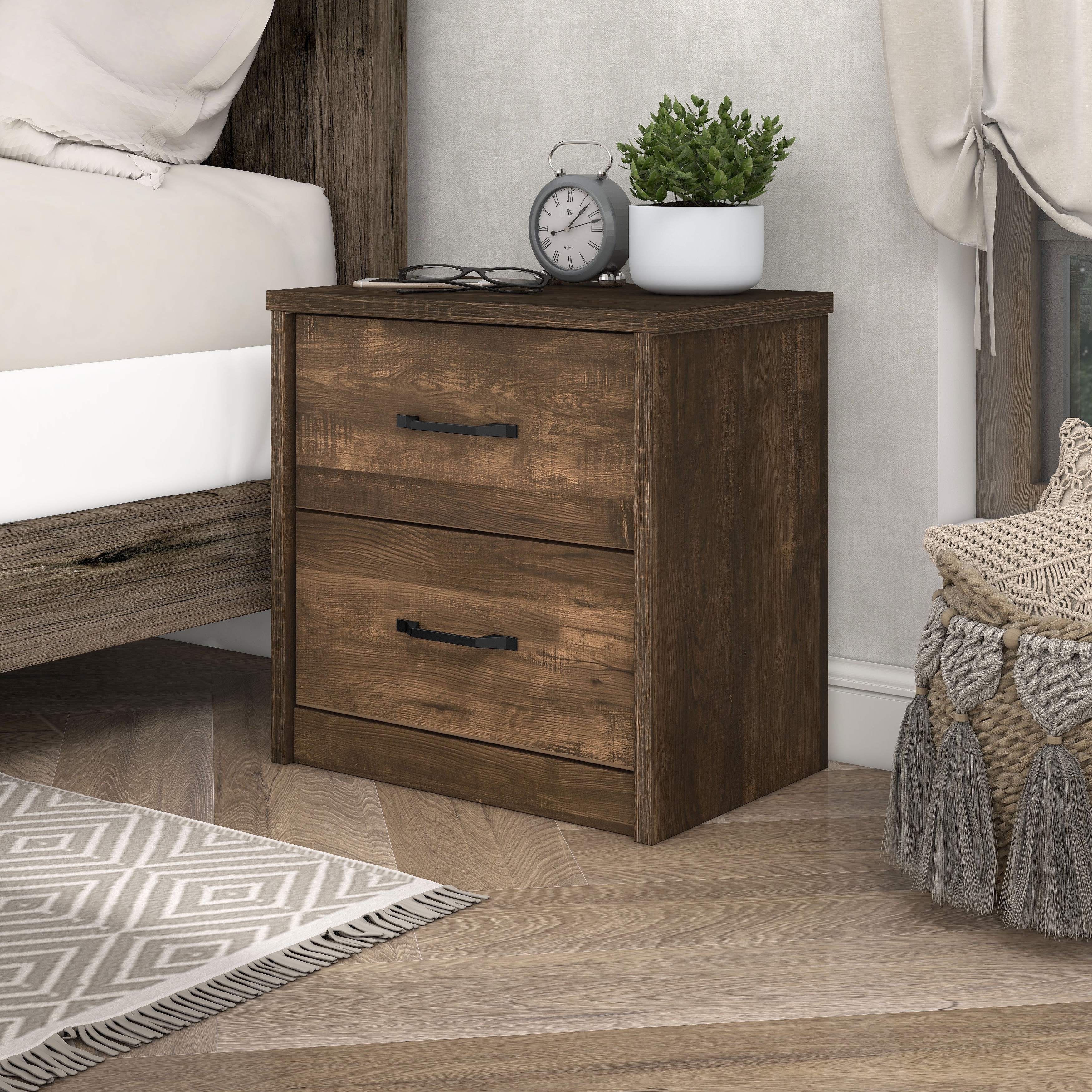 Rustic nightstand with clearance usb port