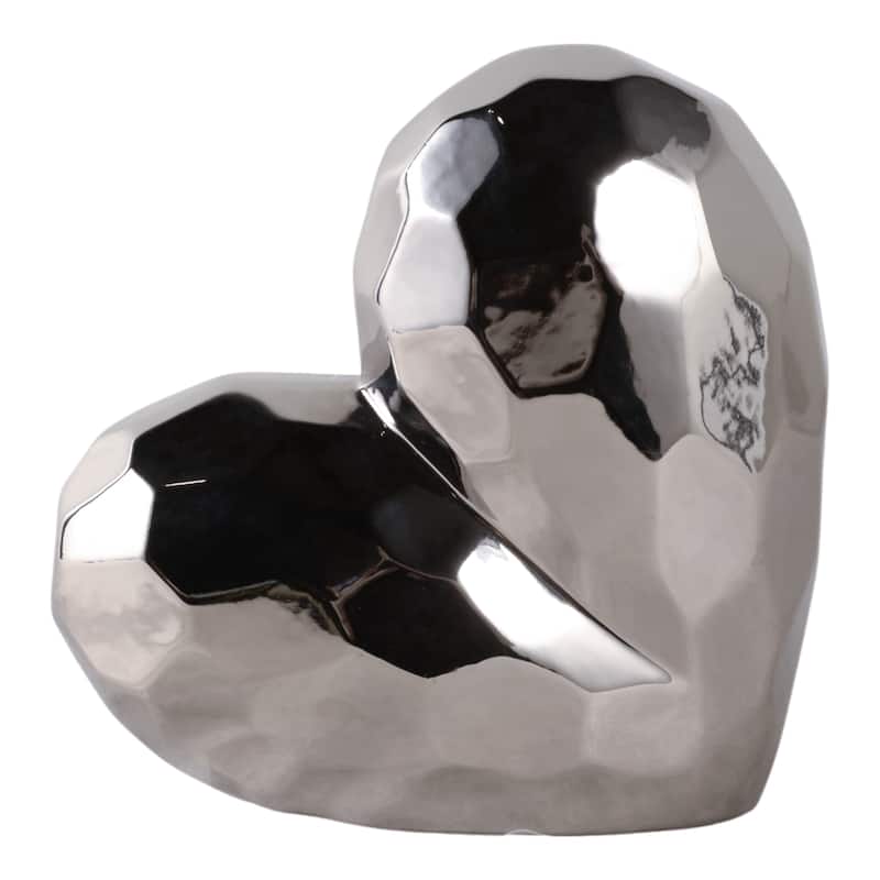 Modern Stone Ceramic Geometric Heart Sculpture