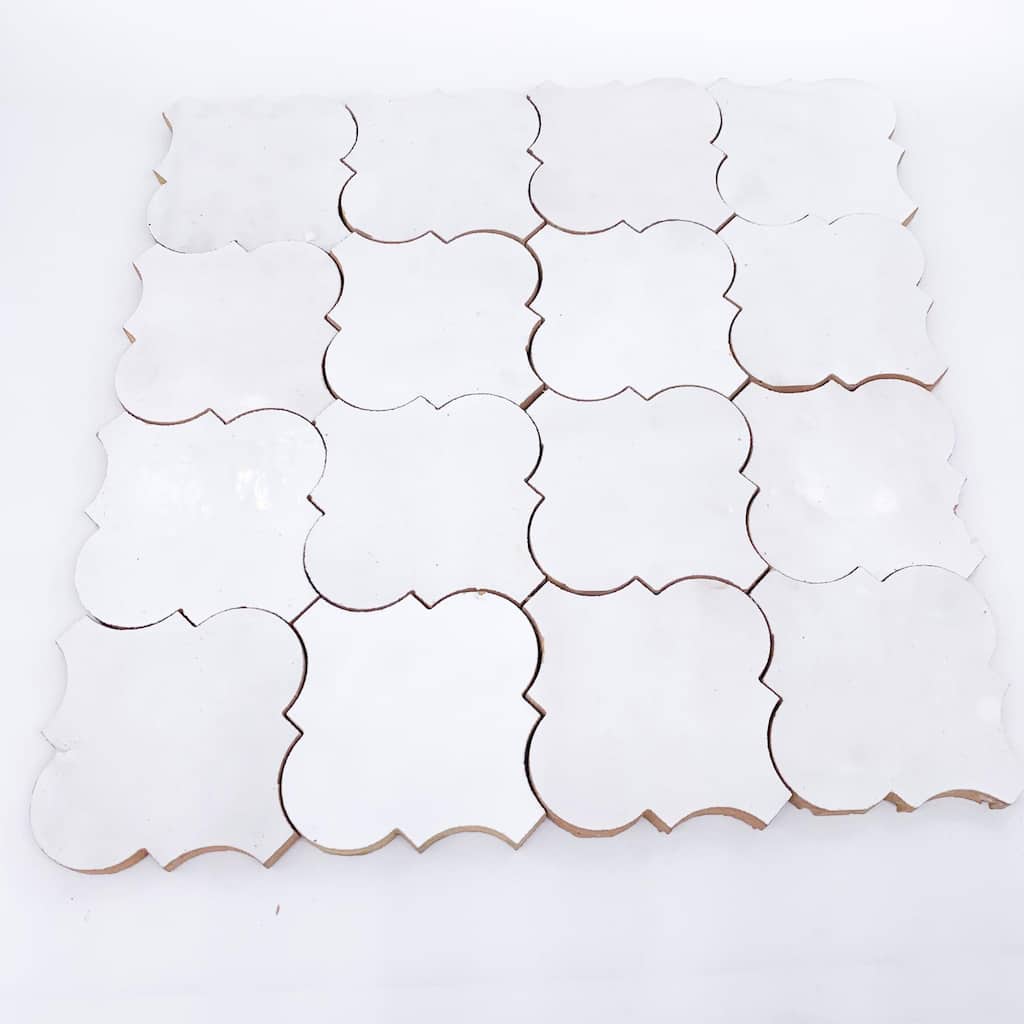 Contemporary Zellige Panels, 14" x 14" x 1/2", Arabesque White