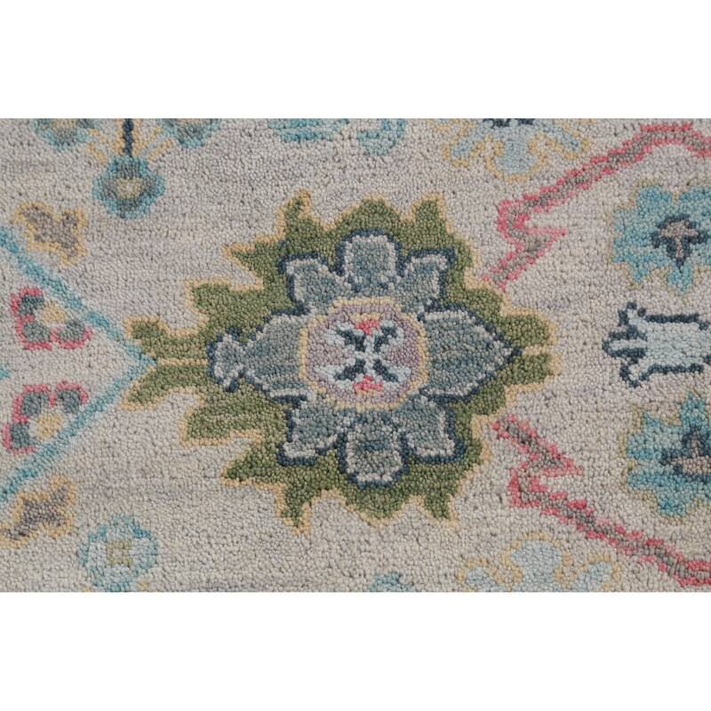 Floral Oushak Indian Area Rug Hand-Knotted Oriental Wool Carpet - 8'0" x 10'0"