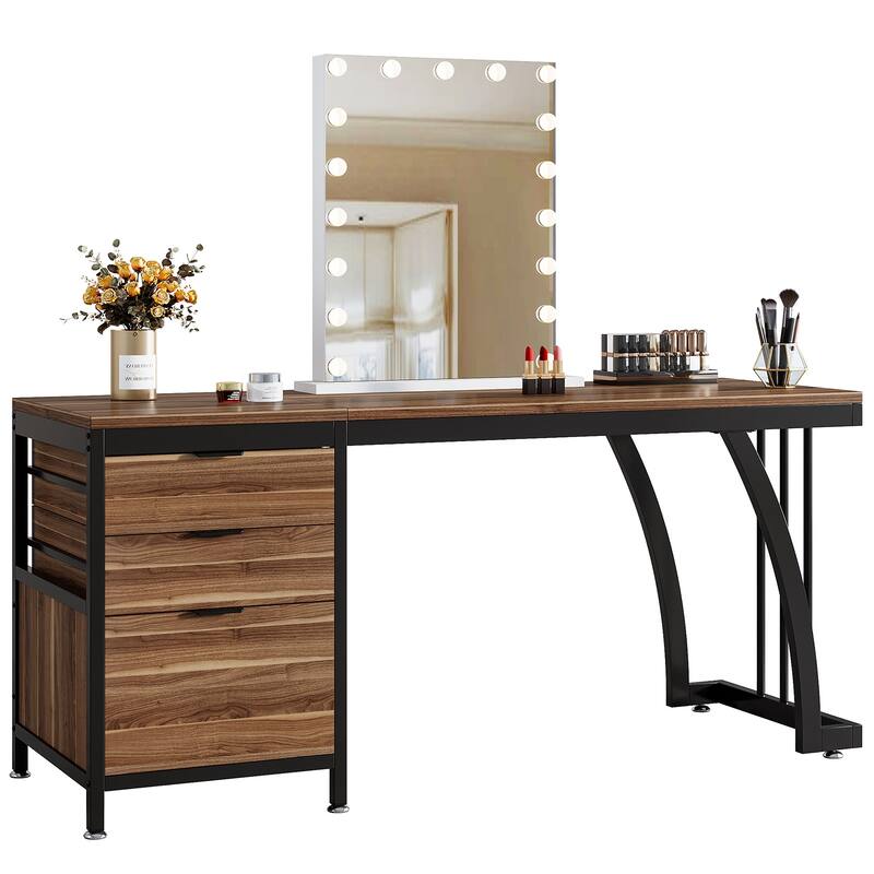 59" Large Vanity Desk with 3 Reversible Drawers, Chic Makeup Dressing Table Vanity Station for Women Girls Bedroom