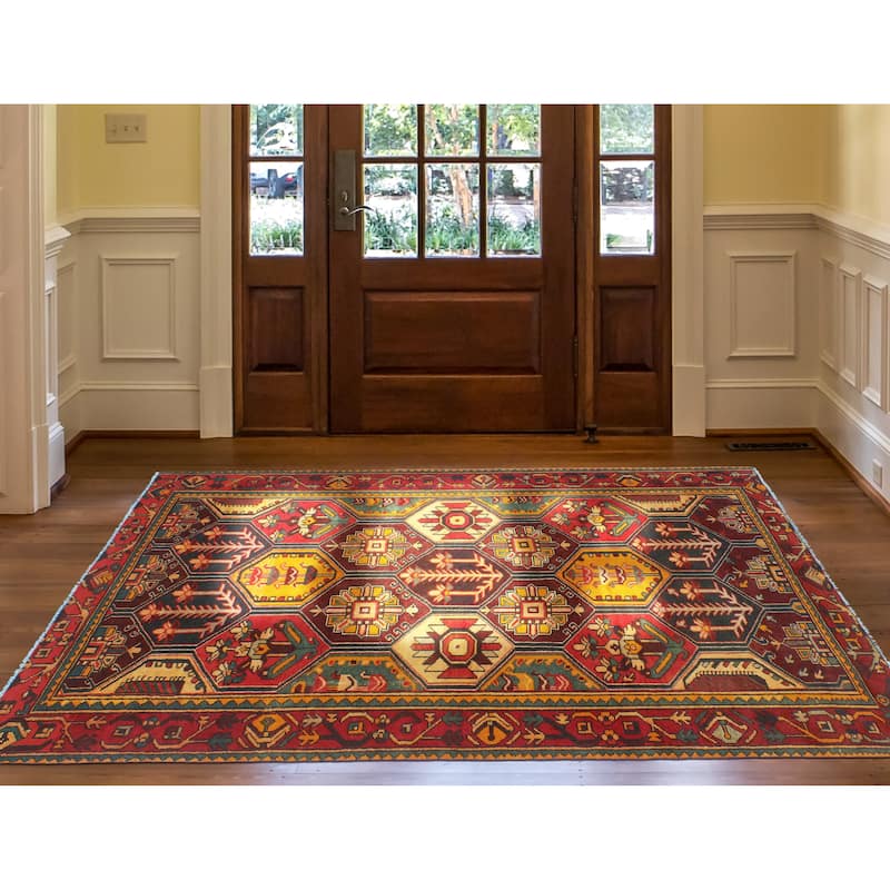 Vintage Distressed Sanem Red/Orange Rug - 6'7" x 9'8"