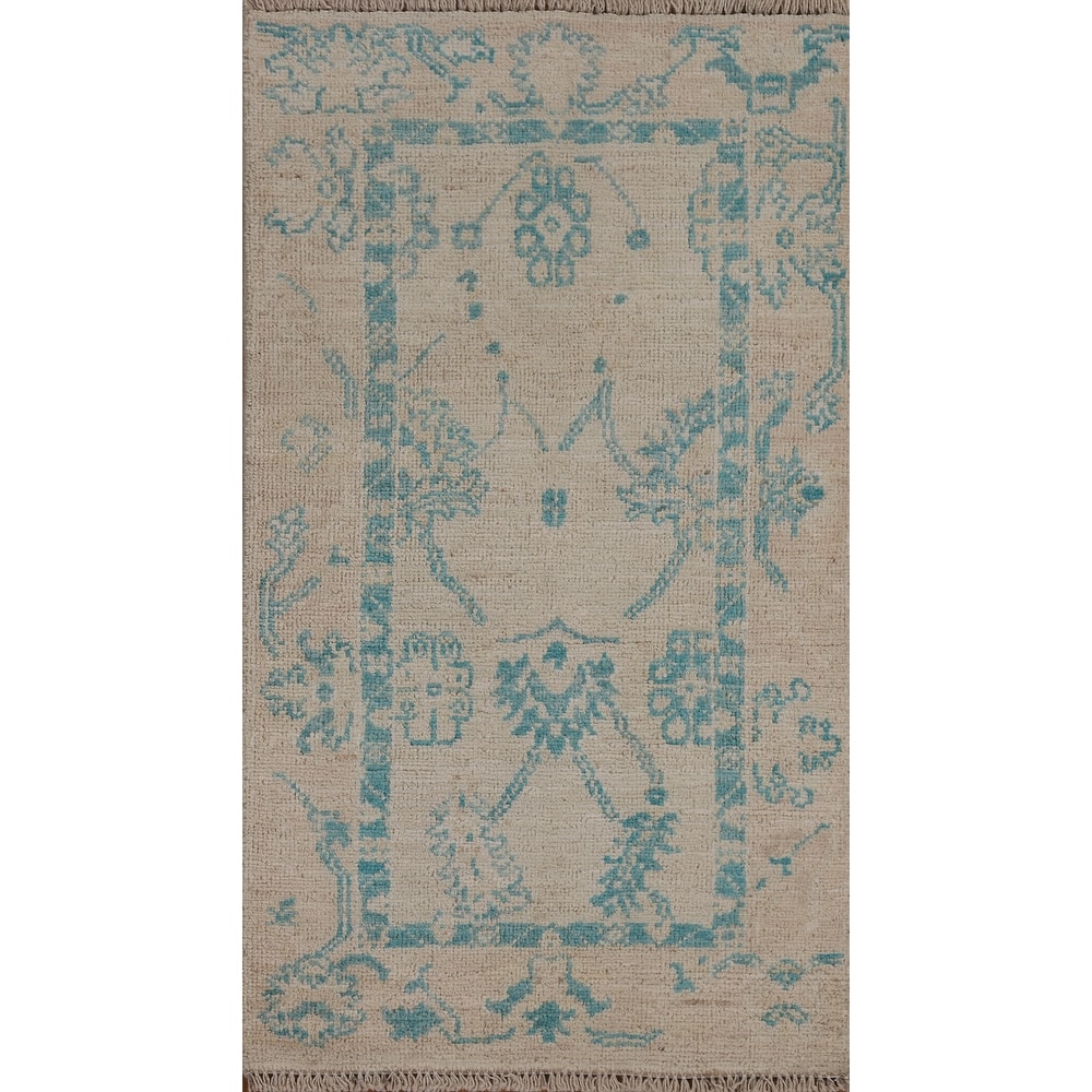 Vegetable Dye Oriental Oushak Turkish Rug Hand-knotted Wool Carpet - 2'0" x 3'10"