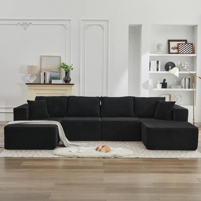106" Cloud Sectional Couch Double Chaise Lounges,Deep Seat Modern Modular Sofa For Living Room,No Assembly Required