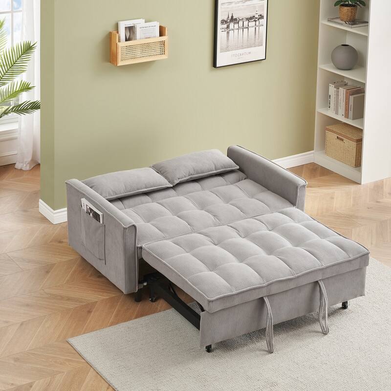 55" Corduroy Double Upholstered Sofa Bed