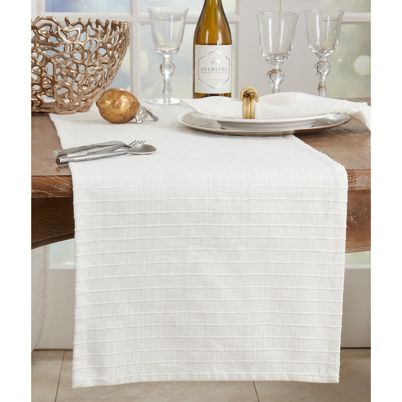 Cotton Table Runner With Shimmer Stripe Design - 16"x72"