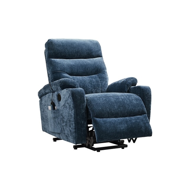 slide 2 of 5, Living Room Electric Power Lift Recliner Chair Lounge Chair with Side Pockets and Heat Leisure Chair,Blue Blue