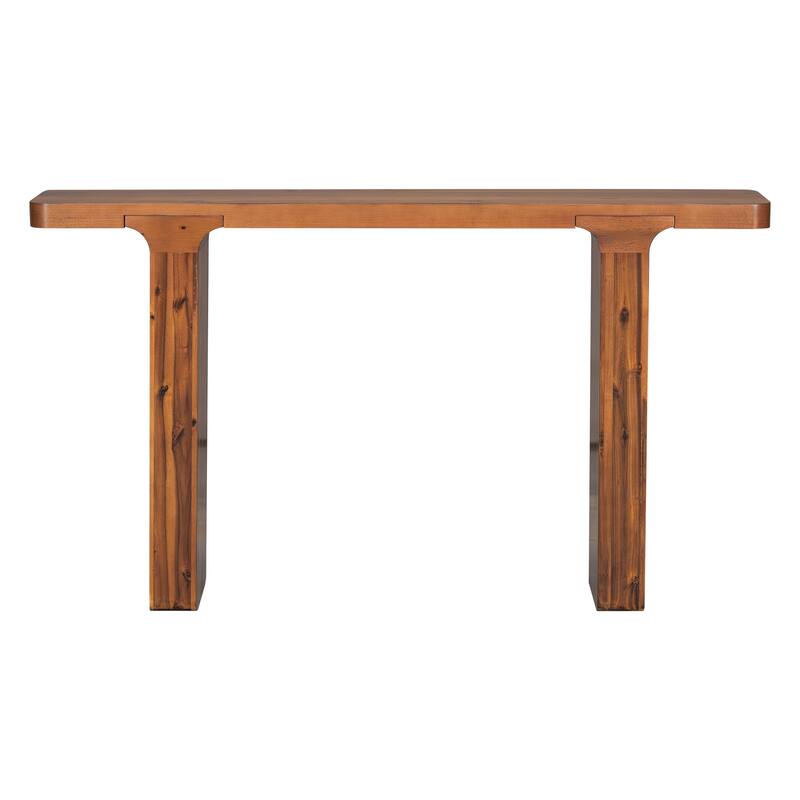 60" Farmhouse Entryway Table with Large countertop, Minimalism Sofa Table with Acacia Veneer, Elegance Console Table