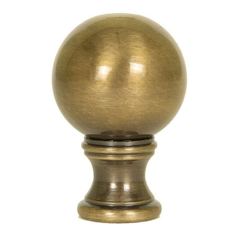 Sphere Round Lamp Finial Antique Brass 1.75"h
