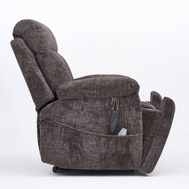 Velvet Oversized Power Lift Recliner Chair, 180° Flat with Massage