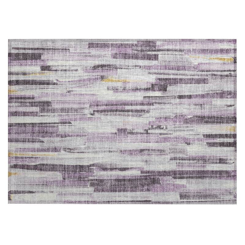 Machine Washable Indoor/ Outdoor Modern Stripes Chantille Rug