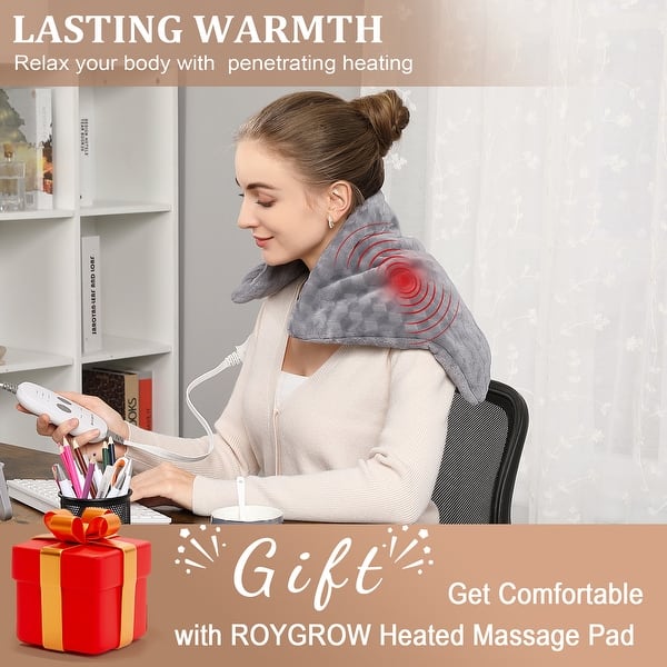 Weighted Heating Pad with Massager, Electric Heating Pad for Back with Massaging  Vibration - On Sale - Bed Bath & Beyond - 41916997