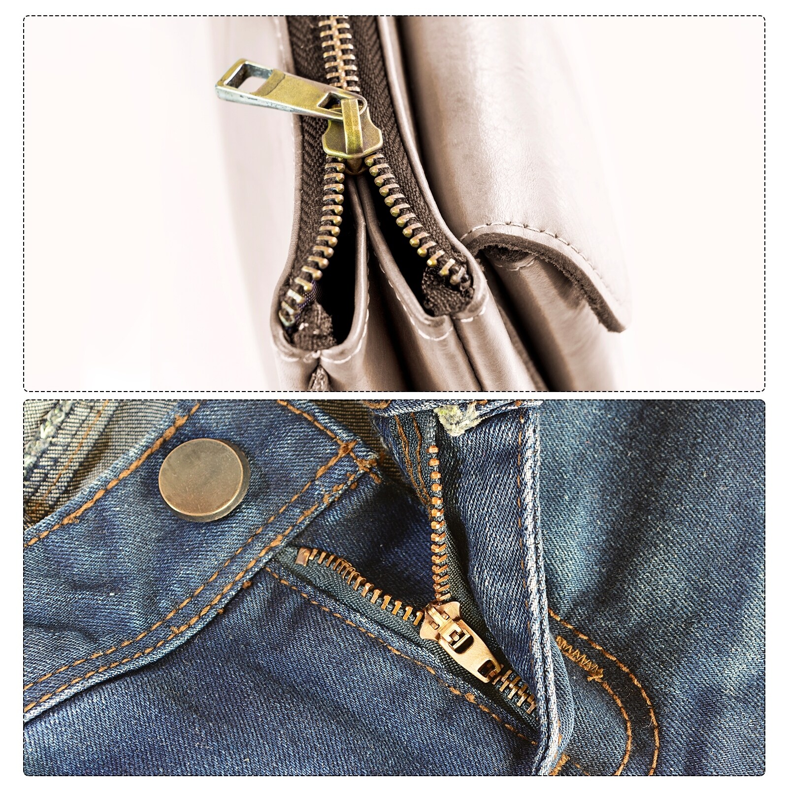 Brass Zipper Slider Retainers, U Shape Top Stop & H Shape Bottom Stops  Zippers Replacement - Bed Bath & Beyond - 37241315