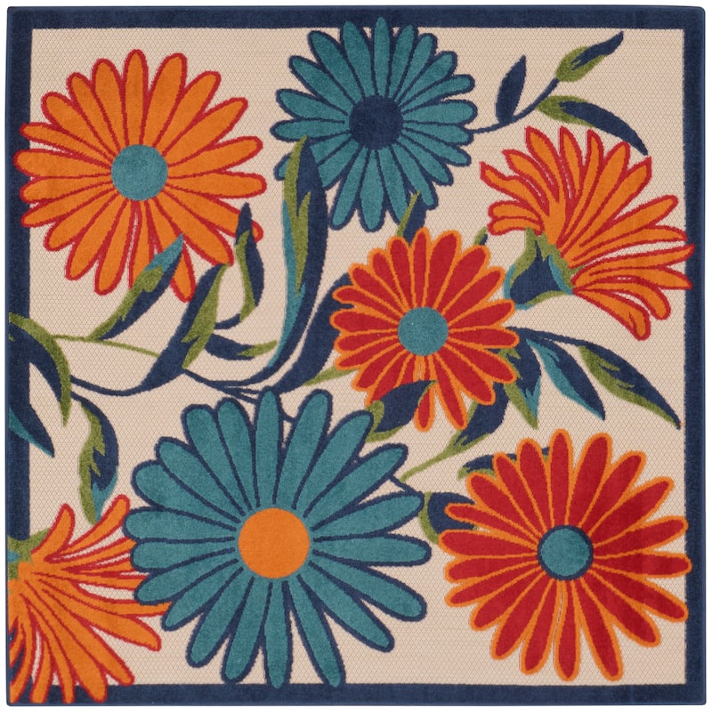 Nourison Aloha Indoor/Outdoor Floral Area Rug - 5' x Square - Multicolor