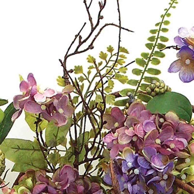 HomeRoots 22" Purple Artificial Summer Hydrangea Wreath