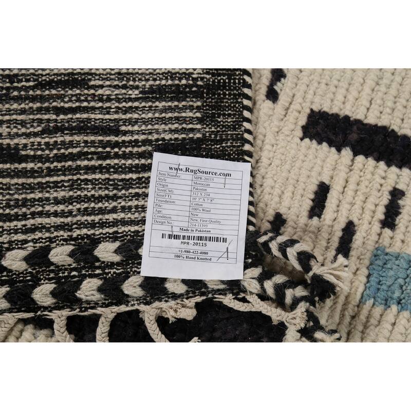 Moroccan Abstract Rug Hand-Knotted Wool Carpet - 7'8"x 10'3"