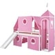 preview thumbnail 5 of 7, Roomfitters Full Size Loft Bed with Slide, Pink Tent and Tower, Space-Saving Adventure-Themed Wooden Frame for Bedroom, Pink