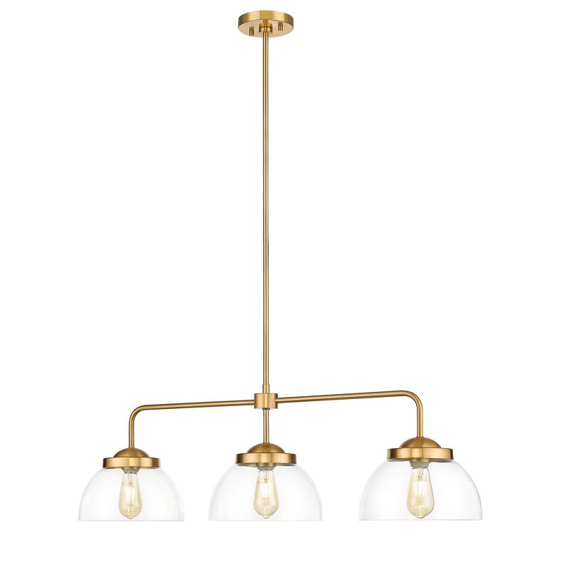 37.4 inch 3-Light Modern Glass Linear Kitchen Island Pendant Light - 37.4 inch